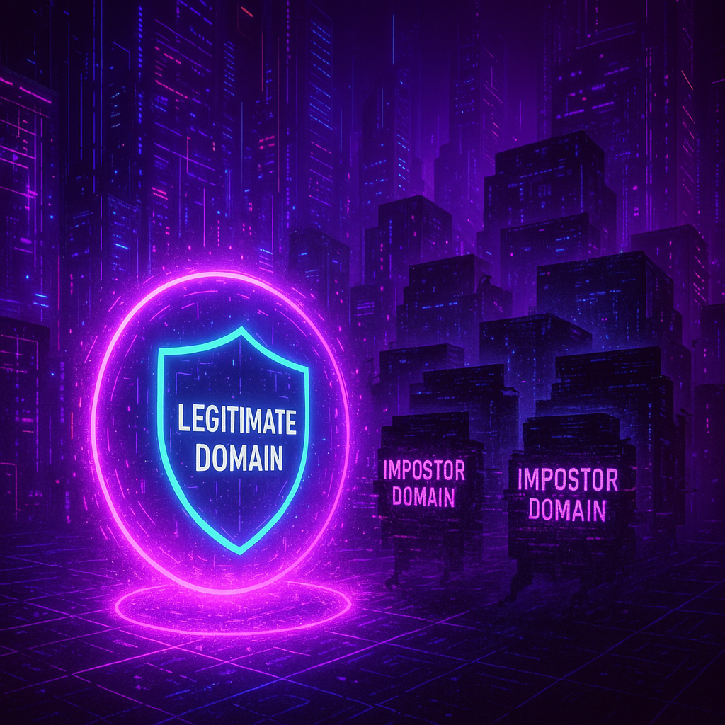 xample of similar-looking domain names showing how domain impersonation works